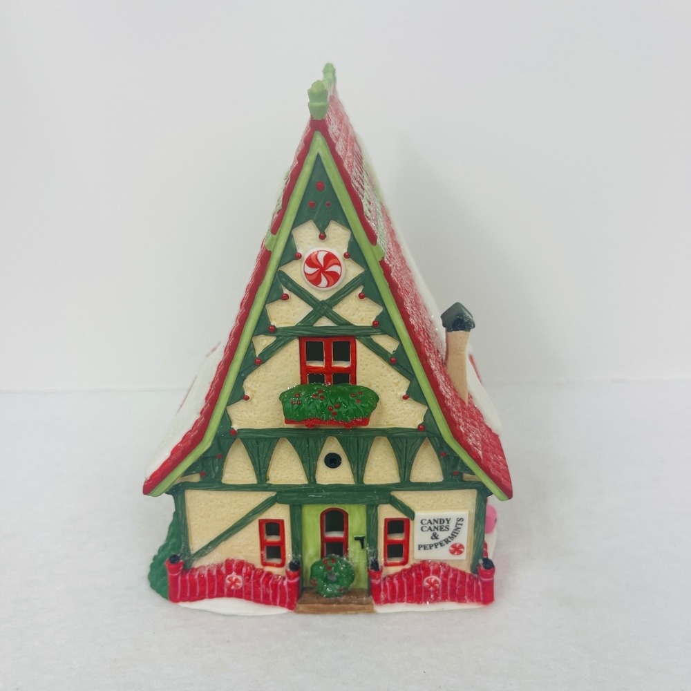 Dept 56 North Pole Series Candy Cane & Peppermint Shop 1996 Village House Red